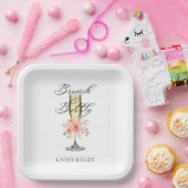 Bruiloft brunch en bubbels 9" vierkant papieren bordje (Feest)