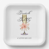 Bruiloft brunch en bubbels 9" vierkant papieren bordje (Voorkant)