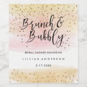 Bruiloft brunch en bubbels bruidsshower wijnlabel wijn etiket (Enkel label)