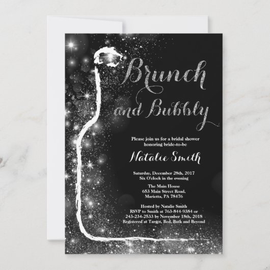 Bruiloft brunch en bubbels bruidsuitnodiging kaart (Voorkant)