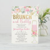 Bruiloft brunch en bubbels bruidsuitnodiging kaart (Staand voorkant)