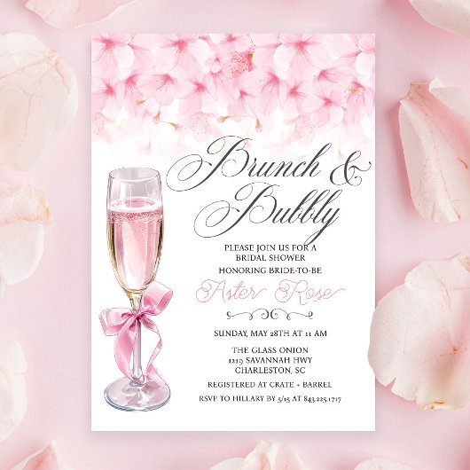 Bruiloft brunch en bubbels bruidsuitnodiging kaart