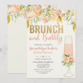 Bruiloft brunch en bubbels bruidsuitnodiging kaart (Voorkant / Achterkant)