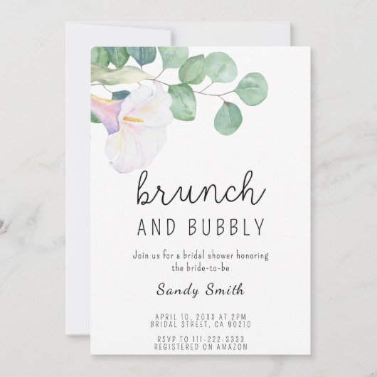 Bruiloft brunch en bubbels bruiloftsborrel kaart (Voorkant)