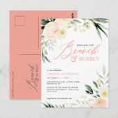 Bruiloft brunch en bubbels perzik waterverf briefkaart (Voorkant / Achterkant)