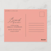Bruiloft brunch en bubbels perzik waterverf briefkaart (Achterkant)