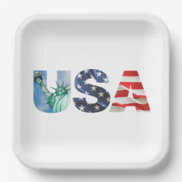 Bruiloft brunch en bubbels USA Vlag 9" vierkant Papieren Bordje