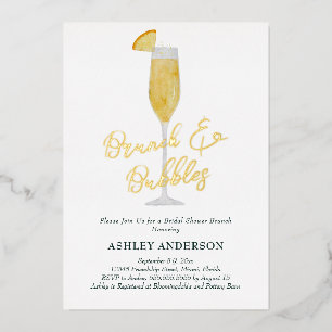 Bruiloft Brunch en Bubbles Mimosa Cocktail Bruidsb Folie Uitnodiging
