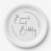 Bruiloft Brunch en Champagne met Modern Schrift Papieren Bordje (Voorkant)