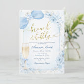 Bruiloft Brunch en Mousserende Champagne Blauwe Br Kaart (Staand voorkant)