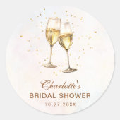 Bruiloft Brunch en Mousserende Champagne Bruidsbor Ronde Sticker (Voorkant)