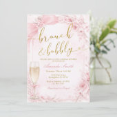 Bruiloft Brunch en Mousserende Champagne Roze Brui Kaart (Staand voorkant)