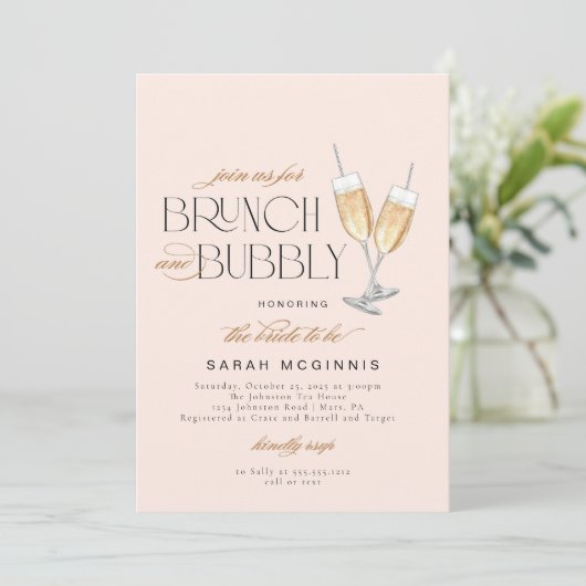 Bruiloft Brunch en Mousserende Prosecco Champagne  Kaart (Staand voorkant)