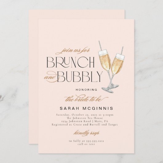 Bruiloft Brunch en Mousserende Prosecco Champagne  Kaart (Voorkant / Achterkant)