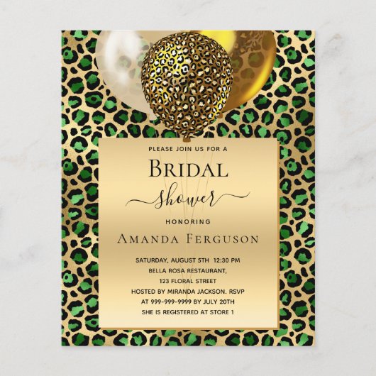 Bruiloft brunch goedkope uitnodiging groene luipaa flyer (Voorkant)