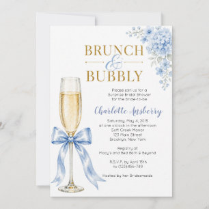 Bruiloft Brunch met Bruisende Blauwe Lint Bruidsfe Kaart