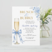 Bruiloft Brunch met Bruisende Blauwe Lint Bruidsfe Kaart (Staand voorkant)