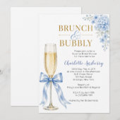 Bruiloft Brunch met Bruisende Blauwe Lint Bruidsfe Kaart (Voorkant / Achterkant)