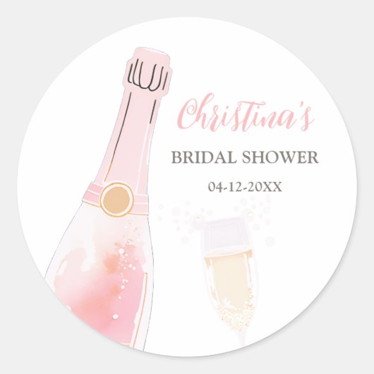 Bruiloft brunch met bubbels Champagne Bruids-showe Ronde Sticker (Voorkant)