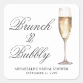 Bruiloft Brunch Met Champagne Vierkante Sticker (Voorkant)