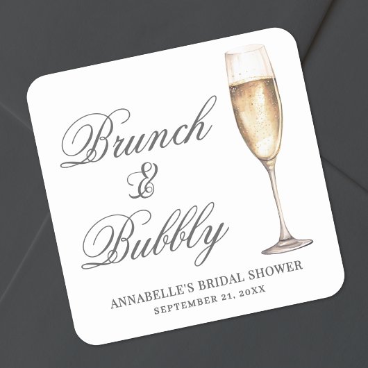 Bruiloft Brunch Met Champagne Vierkante Sticker