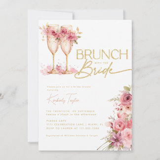 Bruiloft Brunch Met De Bruid Goud Roze Bruidsfeest Kaart