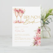 Bruiloft Brunch Met De Bruid Goud Roze Bruidsfeest Kaart (Staand voorkant)