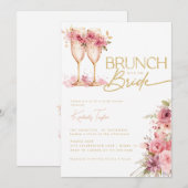 Bruiloft Brunch Met De Bruid Goud Roze Bruidsfeest Kaart (Voorkant / Achterkant)