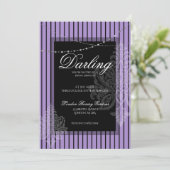 Bruiloft brunch met de bruid paars zwart kaart (Staand voorkant)