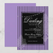 Bruiloft brunch met de bruid paars zwart kaart (Voorkant / Achterkant)