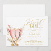 Bruiloft Brunch Met De Bruid Roze Roos Bruidsfeest Kaart (Voorkant / Achterkant)