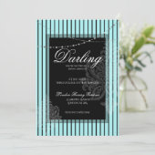 Bruiloft brunch met de bruid teal zwart kaart (Staand voorkant)