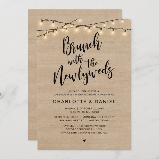 Bruiloft Brunch met de pasgetrouwden, Modern rusti Kaart (Voorkant / Achterkant)