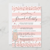 Bruiloft Brunch & Mousserende Roze Goud Champagne Kaart (Voorkant)