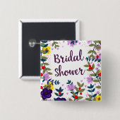 Bruiloft Brunch Oude Bloemen Vierkante Button 5,1 Cm (Voorkant /achterkant)