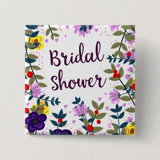Bruiloft Brunch Oude Bloemen Vierkante Button 5,1 Cm (Voorkant)