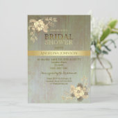 Bruiloft Brunch Oude Gouden Bloemen Kaart (Staand voorkant)