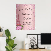Bruiloft Brunch Paris roze Eiffeltoren welkom Poster (Thuiskantoor)