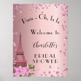 Bruiloft Brunch Paris roze Eiffeltoren welkom Poster