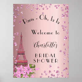 Bruiloft Brunch Paris roze Eiffeltoren welkom Poster