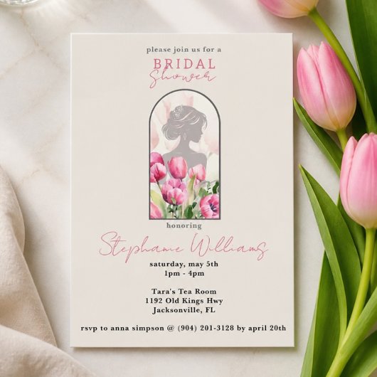 Bruiloft Brunch Roze Tulp Uitnodiging