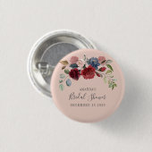 Bruiloft Brunch Rustic Bourgondië Bloemstuk Aangep Ronde Button 3,2 Cm (Voorkant /achterkant)