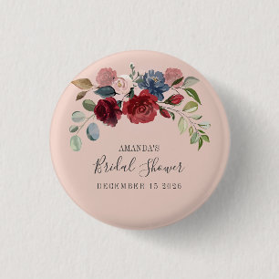 Bruiloft Brunch Rustic Bourgondië Bloemstuk Aangep Ronde Button 3,2 Cm