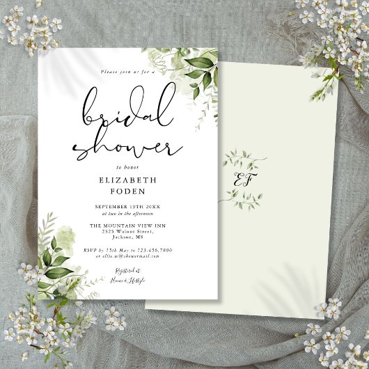Bruiloft Brunch Rustieke Groene Monogram Kaart