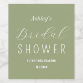 Bruiloft Brunch Sage Groen Wijn Etiket (Enkel label)