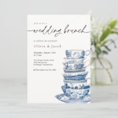 Bruiloft Brunch Tea Party Chinoiserie Vrijgezellen Kaart (Staand voorkant)