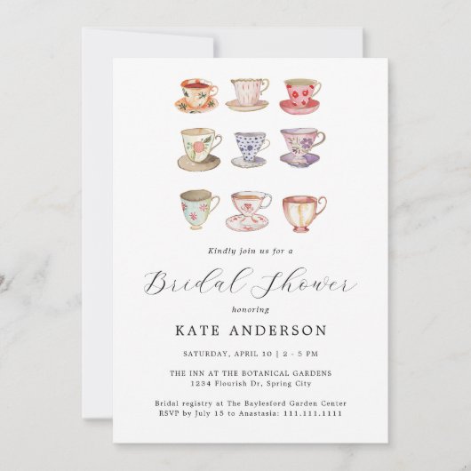 Bruiloft Brunch Tea Party Vrijgezellenfeest Kaart (Voorkant)