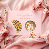 Bruiloft Brunch Waterverf Latte & Croissant Uitnodiging Briefkaart