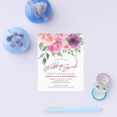 Bruiloft Brunch Waterverf Roos Pioen Budget Flyer (Enkel)