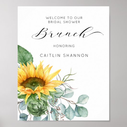 Bruiloft Brunch Welkom met Zonnebloemen Poster (Voorkant)